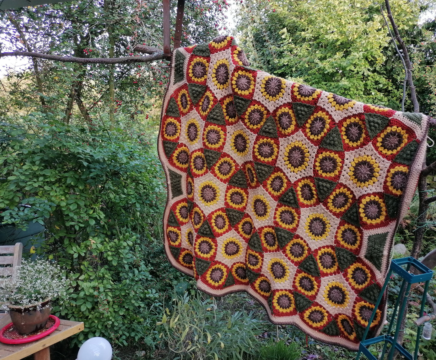 Häkeldecke Sonnenblumen - 125x140cm