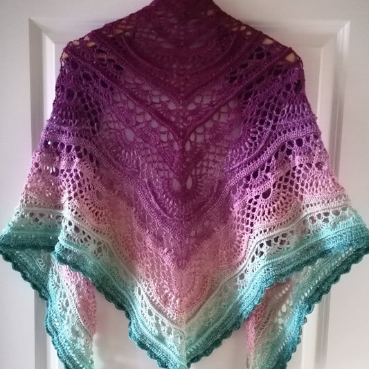 Häkeltuch Darjeeling (Farbe: Türkis und Lila)