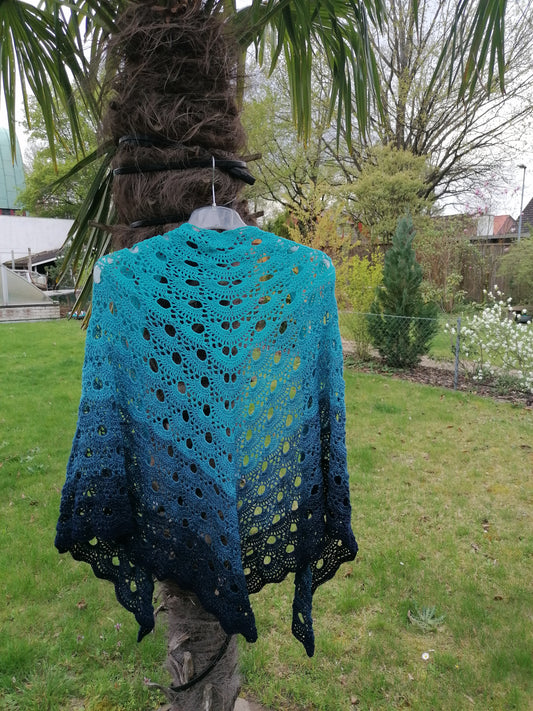 Virus Shawl (Color: Blue) - 86x208cm