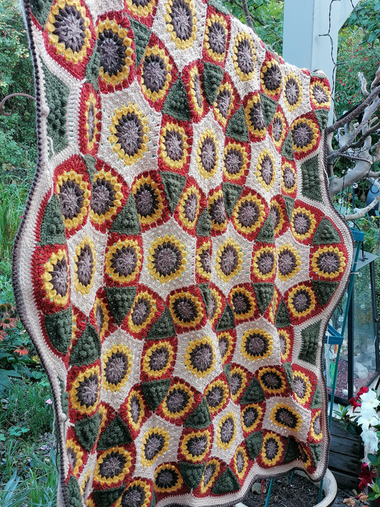 Häkeldecke Sonnenblumen - 125x140cm