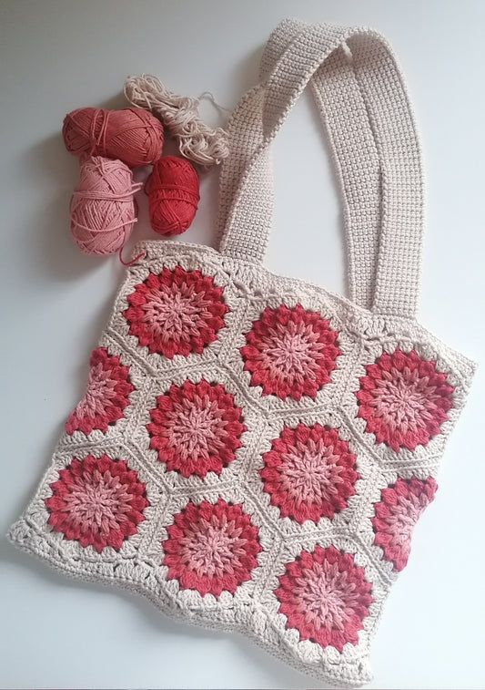 Handtasche Blumen rot
